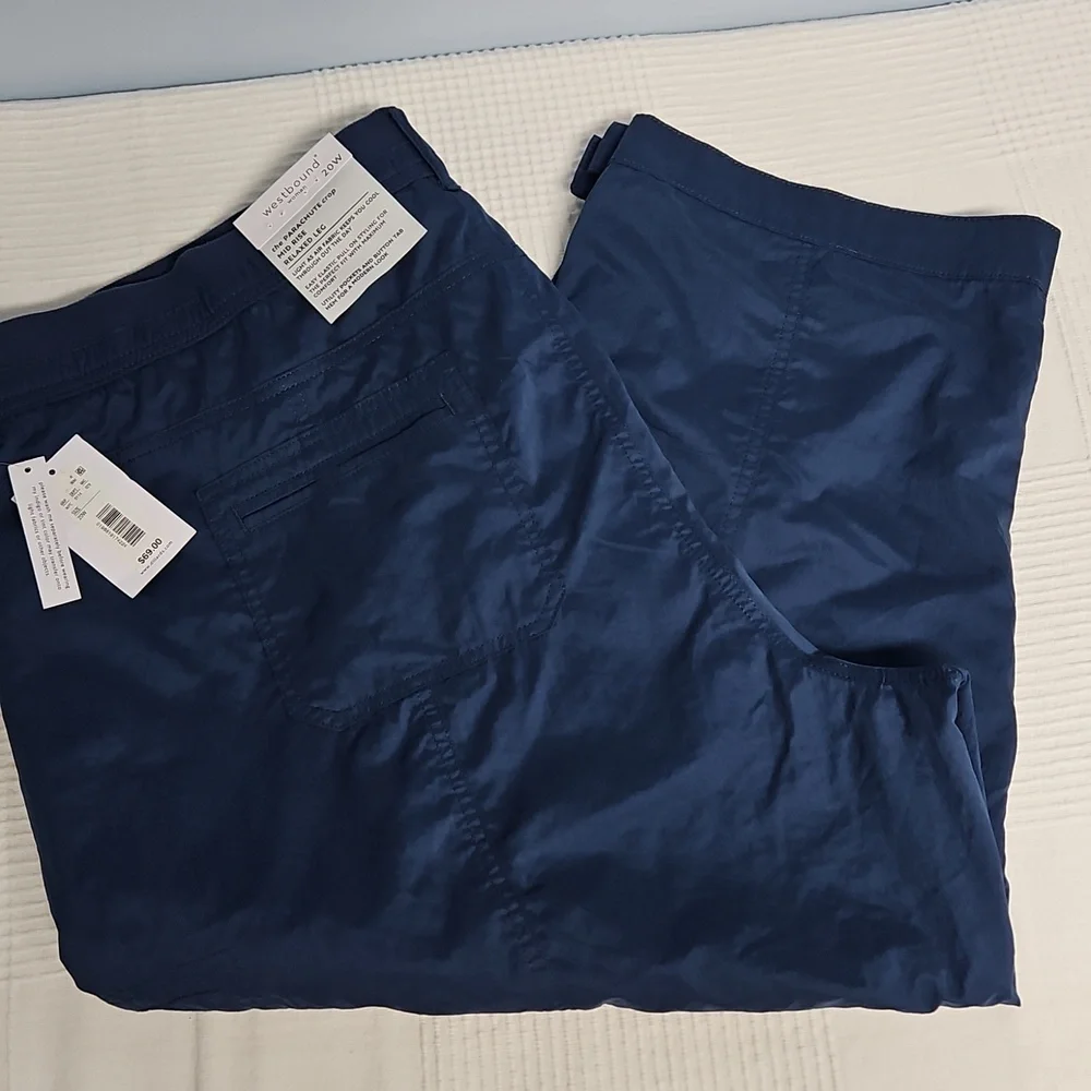 Westbound Parachute‎ Crop Mid Rise Relaxed Leg Pants: Color- Blue: Size- 20W